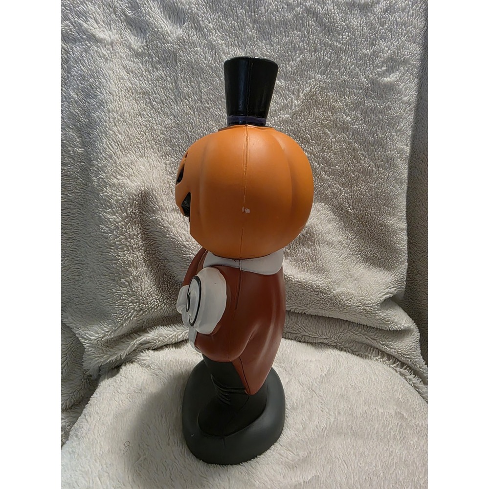 Vtg Halloween Pumpkin Man Light-Up‎ Deco Top Hat & Lollipop 12" Jack-O-Lantern - Picture 11 of 15